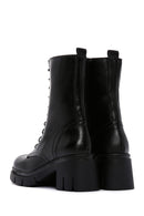 Women's Black Leather Zippered Heeled Boots | Derimod Women's Black Leather Zippered Heeled Boots | Derimod