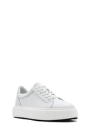 Erkek Beyaz Bağcıklı Kalın Tabanlı Deri Sneaker | Derimod Erkek Beyaz Bağcıklı Kalın Tabanlı Deri Sneaker | Derimod