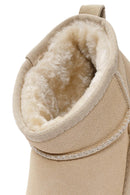 Women's Cream Short Suede Boots | Derimod Women's Cream Short Suede Boots | Derimod