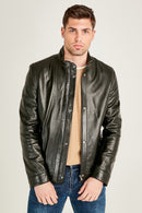 Fabian Men's Leather Jacket | Derimod Fabian Men's Leather Jacket | Derimod