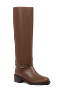Women's Brown Buckled Leather Boot | Derimod Women's Brown Buckled Leather Boot | Derimod