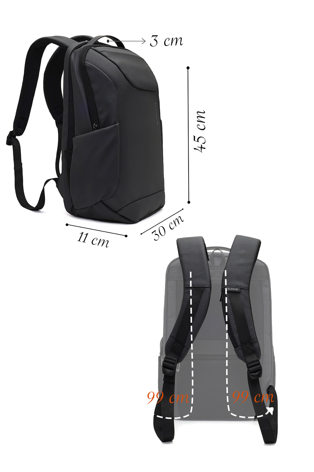 D-Pack Unisex Gri Teknolojik Kumaş Hardcase Sırt Çantası