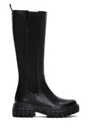 Women's Black Leather Thick Soled Boots | Derimod Women's Black Leather Thick Soled Boots | Derimod