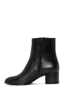Women's Black Leather Zippered Classic Heeled Boots | Derimod Women's Black Leather Zippered Classic Heeled Boots | Derimod
