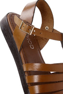 Women's Tan Ankle Strap Leather Bodrum Sandals | Derimod Women's Tan Ankle Strap Leather Bodrum Sandals | Derimod