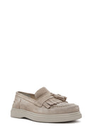 Women's Beige Tassel Suede Leather Loafer | Derimod Women's Beige Tassel Suede Leather Loafer | Derimod