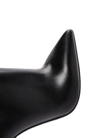 Women's Black Leather Thin Heeled Boots | Derimod Women's Black Leather Thin Heeled Boots | Derimod