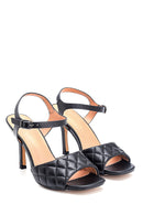 Women's Quilted Casual Heeled Sandals | Derimod Women's Quilted Casual Heeled Sandals | Derimod