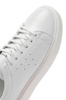 Men's White Lace-up Thick-Sole Leather Sneaker | Derimod Men's White Lace-up Thick-Sole Leather Sneaker | Derimod