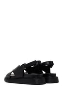 Women's Black Strappy Leather Comfort Sandals | Derimod Women's Black Strappy Leather Comfort Sandals | Derimod