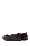 Woman Brown Patterned Leather Babet | Derimod Woman Brown Patterned Leather Babet | Derimod