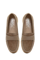 Kadın Vizon Kalın Tabanlı Süet Deri Comfort Loafer | Derimod Kadın Vizon Kalın Tabanlı Süet Deri Comfort Loafer | Derimod