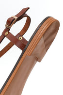 Women's Brown Buckle Thong Leather Bodrum Sandals | Derimod Women's Brown Buckle Thong Leather Bodrum Sandals | Derimod