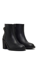 Women's Black Zippered Thick Heeled Boots | Derimod Women's Black Zippered Thick Heeled Boots | Derimod