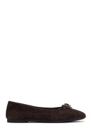 Woman Brown Suede Leather Babet | Derimod Woman Brown Suede Leather Babet | Derimod