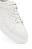 Men's White Lace-Up Thick-Soled Leather Sneaker | Derimod Men's White Lace-Up Thick-Soled Leather Sneaker | Derimod