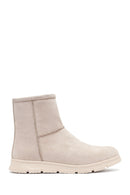 Women's Beige Zippered Suede Teddy Boot | Derimod Women's Beige Zippered Suede Teddy Boot | Derimod