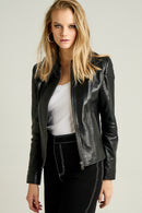 Glam Women's Leather Jacket | Derimod Glam Women's Leather Jacket | Derimod