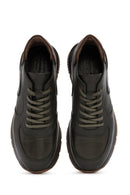 Erkek Yeşil Bağcıklı Deri Casual Sneaker | Derimod Erkek Yeşil Bağcıklı Deri Casual Sneaker | Derimod