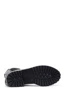 Women's Black Leather Zippered Chain Detailed Boots | Derimod Women's Black Leather Zippered Chain Detailed Boots | Derimod