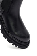 Woman Black Thick Sole Leather Chelsea Boots | Derimod Woman Black Thick Sole Leather Chelsea Boots | Derimod