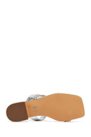 Woman Silver Stone Metallic Slippers | Derimod Woman Silver Stone Metallic Slippers | Derimod