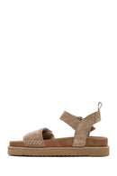 Women's Brown Strappy Thick Soled Suede Leather Sandals | Derimod Women's Brown Strappy Thick Soled Suede Leather Sandals | Derimod
