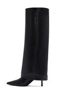 Women's Black Buckled Thin Heeled Leather Boot | Derimod Women's Black Buckled Thin Heeled Leather Boot | Derimod