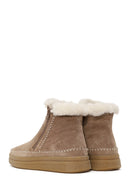 Woman Mink Zip Closure Thick-Soled Suede Teddy Boots | Derimod Woman Mink Zip Closure Thick-Soled Suede Teddy Boots | Derimod
