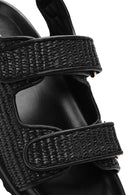 Women's Black Strappy Straw Sandals | Derimod Women's Black Strappy Straw Sandals | Derimod