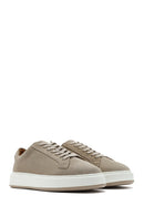 Men's Beige Thick Soled Laced Suede Leather Sneaker | Derimod Men's Beige Thick Soled Laced Suede Leather Sneaker | Derimod