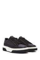 Erkek Siyah Bağcıklı Deri Sneaker | Derimod Erkek Siyah Bağcıklı Deri Sneaker | Derimod