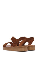 Women's Tan Suede Leather Comfort Sandals | Derimod Women's Tan Suede Leather Comfort Sandals | Derimod