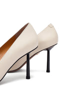 Women's Cream Thin Heeled Leather Stiletto | Derimod Women's Cream Thin Heeled Leather Stiletto | Derimod