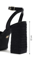 Women's Black Ankle Buckle Platform High Thick Heel Sandals | Derimod Women's Black Ankle Buckle Platform High Thick Heel Sandals | Derimod