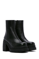 Women's Black Leather Platform Heeled Boots | Derimod Women's Black Leather Platform Heeled Boots | Derimod