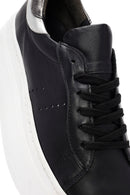 Kadın Siyah Bağcıklı Kalın Tabanlı Deri Sneaker | Derimod Kadın Siyah Bağcıklı Kalın Tabanlı Deri Sneaker | Derimod