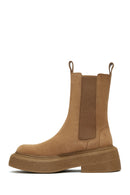Women's Tan Suede Leather Chelsea Boots | Derimod Women's Tan Suede Leather Chelsea Boots | Derimod