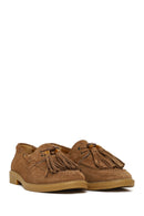 Women's Tan Tassel Suede Leather Loafer | Derimod Women's Tan Tassel Suede Leather Loafer | Derimod