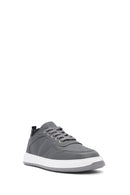 Erkek Gri Bağcıklı Deri Sneaker | Derimod Erkek Gri Bağcıklı Deri Sneaker | Derimod