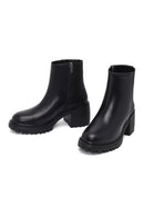 Women's Black Zippered Thick Heeled Leather Boot | Derimod Women's Black Zippered Thick Heeled Leather Boot | Derimod