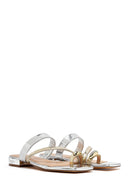 Woman Silver Stone Metallic Slippers | Derimod Woman Silver Stone Metallic Slippers | Derimod