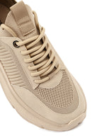 Derimod Zero Women Beige Lace-Up Thick-Soled Fabric Sneaker | Derimod Derimod Zero Women Beige Lace-Up Thick-Soled Fabric Sneaker | Derimod