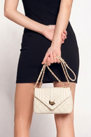 Woman Cream Chain Strap Quilted Crossbody Bag | Derimod Woman Cream Chain Strap Quilted Crossbody Bag | Derimod