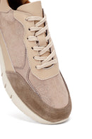 Woman Mink Laced Thick Sole Leather Sneakers | Derimod Woman Mink Laced Thick Sole Leather Sneakers | Derimod