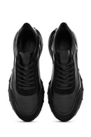 Erkek Siyah Bağcıklı Kalın Tabanlı Deri Casual Sneaker | Derimod Erkek Siyah Bağcıklı Kalın Tabanlı Deri Casual Sneaker | Derimod