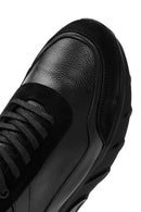 Erkek Siyah Bağcıklı Kalın Tabanlı Deri Casual Sneaker | Derimod Erkek Siyah Bağcıklı Kalın Tabanlı Deri Casual Sneaker | Derimod