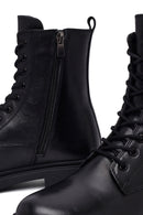 Women's Black Zippered Thick-Soled Leather Ankle Boots | Derimod Women's Black Zippered Thick-Soled Leather Ankle Boots | Derimod