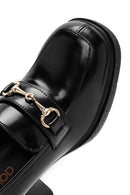 Women's Black Buckle Detailed Thick High Heel Leather Loafer | Derimod Women's Black Buckle Detailed Thick High Heel Leather Loafer | Derimod