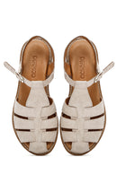 Women's Mink Suede Leather Sandals with Buckle Ankle | Derimod Women's Mink Suede Leather Sandals with Buckle Ankle | Derimod